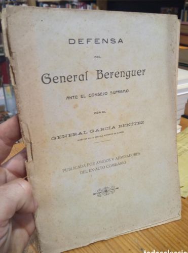 Portada do libro de DEFENSA DEL GENERAL BERENGUER ANTE EL CONSEJO SUPREMO POR EL GENERAL GARCIA BENITEZ