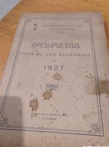Portada do libro de Presupuestos Ayuntamiento Coruña 1927