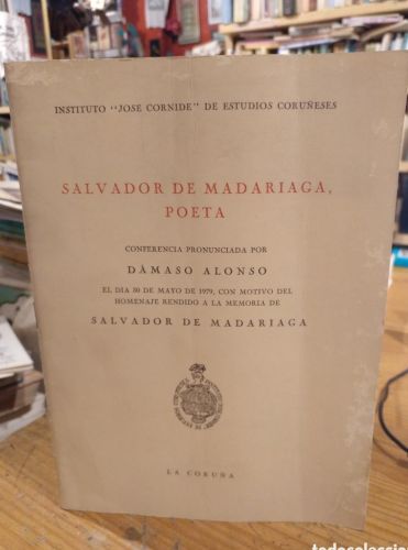 Portada do libro de Dámaso Alonso, Salvador de Madariaga poeta