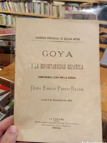 Portada do libro de Emilia Pardo Bazán, Goya y la espontaneidad española (1905)