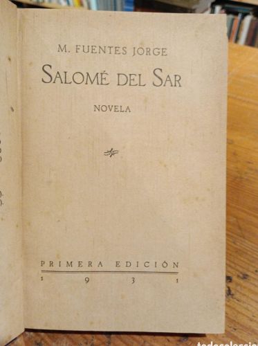 Portada do libro de M. Fuentes Jorge, Salomé del Sar