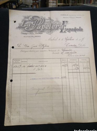 Portada do libro de FACTURA LA PAPELERA ESPAÑOLA. 1917