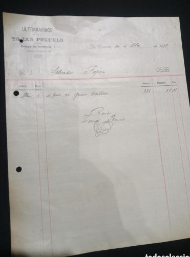 Portada do libro de FACTURA TOMAS POZUELO. LA CORUÑA 1917