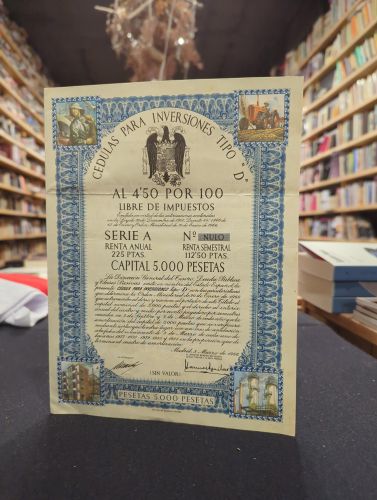 Portada do libro de Cédula para inversiones tipo ¨D¨. 1966