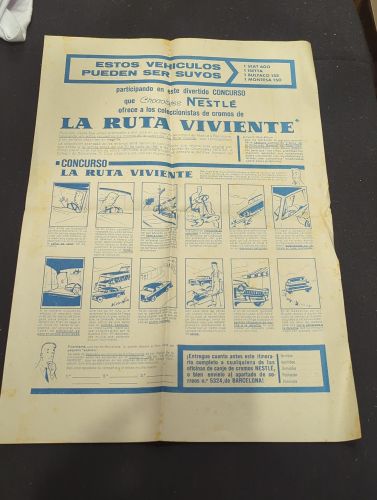 Portada do libro de Hoja original concurso ¨La ruta viviente¨con premios automovilísticos. España. Años 60