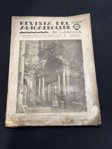 Portada do libro de Revista del Auto-Aero Club de Galicia (Año II, Nº20) – Original años 30 – Automovilismo, aviación y...