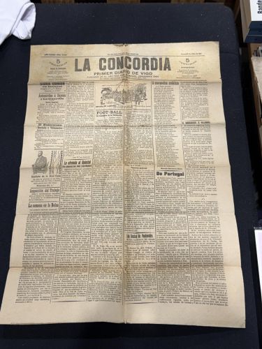 Portada do libro de Periódico original La Concordia (Vigo) – 23 julio 1931 – Segunda República – Fútbol y emigración gallega