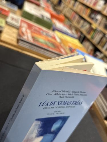 Portada do libro de Lúa de xemas frías. Escolma poesía mapuche