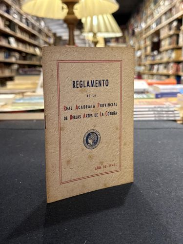 Portada do libro de Reglamento de la Real Academia de Bellas Artes de La Coruña