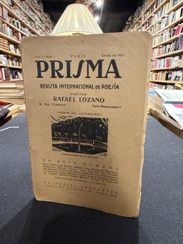 Portada do libro de PRISMA. vol I num 1 . París. Enero 1922. revista internacional de poesía