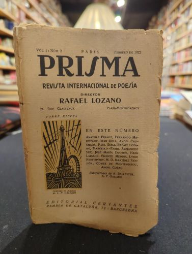 Portada do libro de PRISMA. vol I num 2 . París. Febrero 1922. revista internacional de poesía