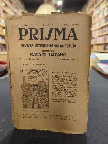 Portada do libro de PRISMA. vol I num 3 . París. Marzo 1922. revista internacional de poesía