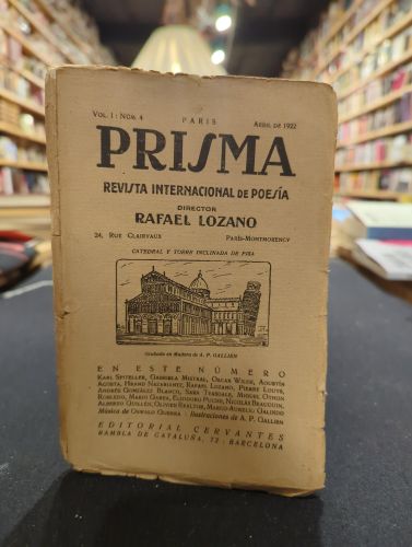 Portada do libro de PRISMA. vol I num 4 . París. Abril1922. revista internacional de poesía