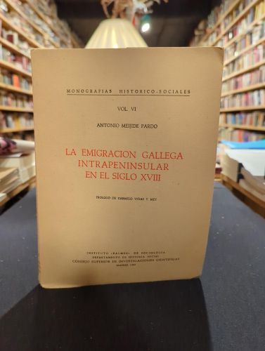 Portada del libro de La emigración gallega intrapeninsular en el siglo XVIII
