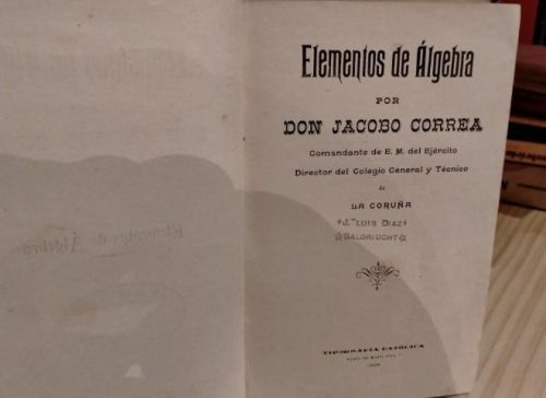 Portada do libro de Don Jacobo Correa - Elementos de Álgebra (1904)