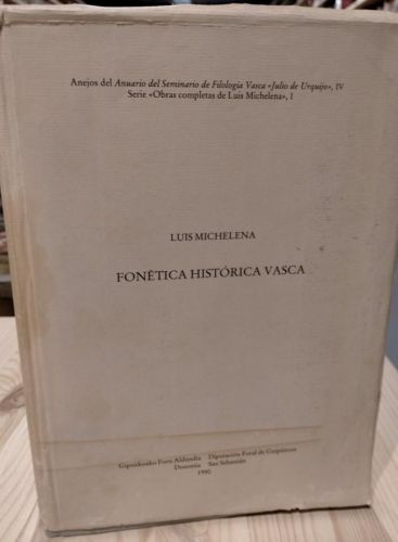Portada do libro de FONETICA HISTORICA VASCA. LUIS MICHELENA