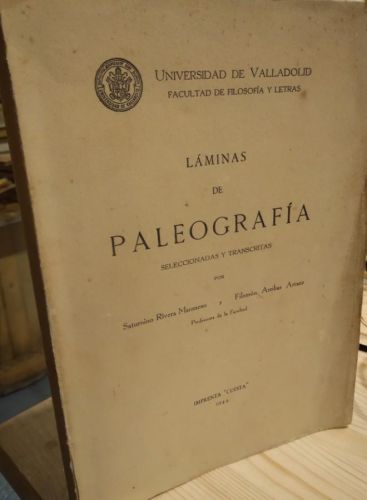 Portada do libro de LAMINAS DE PALEOGRAFÍA. 1944. RIVERA MANESCAU. ARRIBAS ARRANZ
